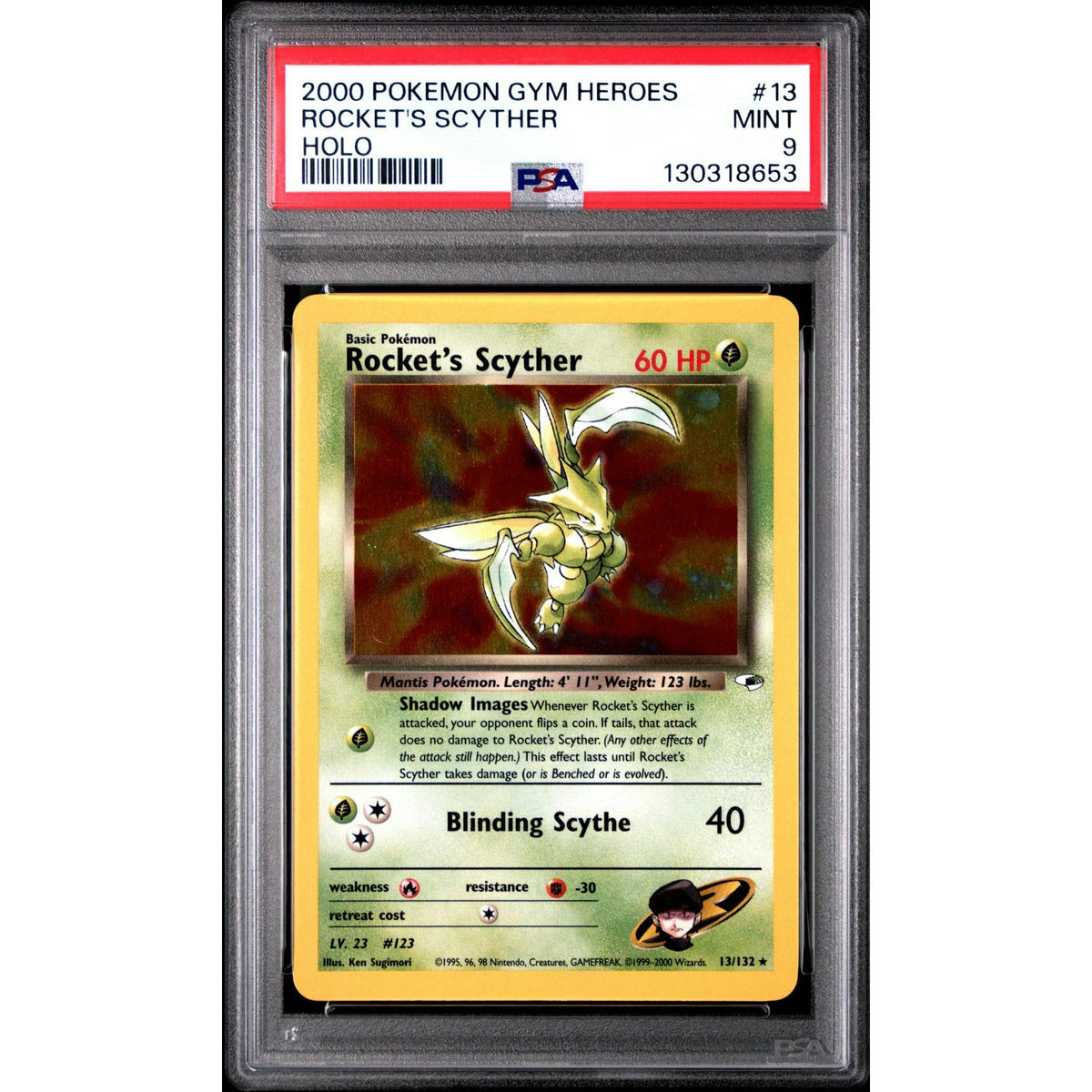 Pokemon Gym Heroes Rocket's Scyther 13/132 PSA 9
