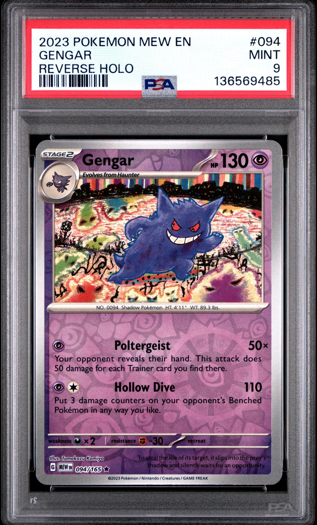 Pokemon Mew 151 Gengar 094/165 Reverse Holo Foil PSA 9