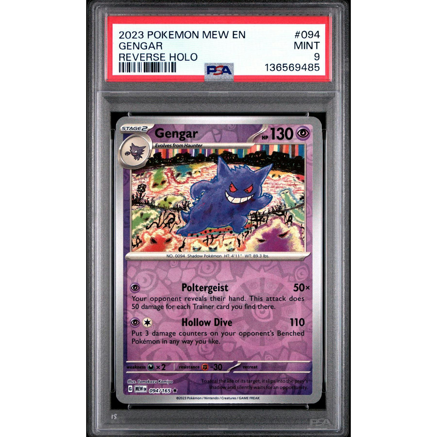 Pokemon Mew 151 Gengar 094/165 Reverse Holo Foil PSA 9