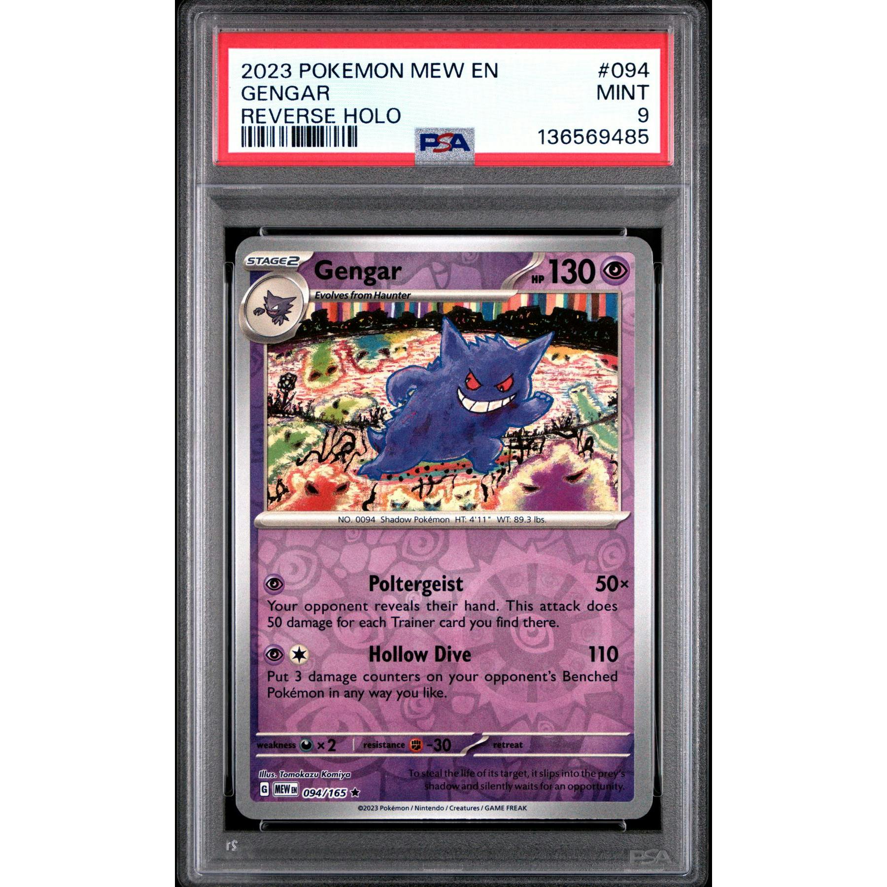 Pokemon Mew 151 Gengar 094/165 Reverse Holo Foil PSA 9