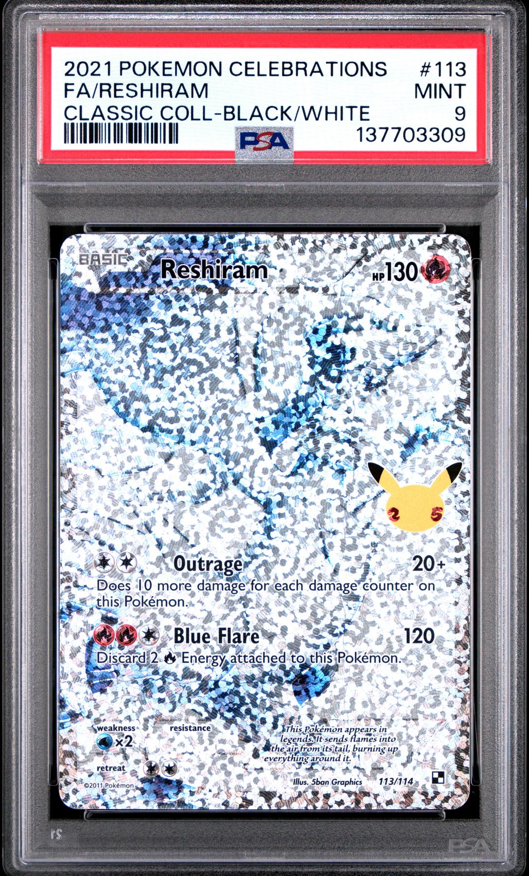 Pokemon Celebrations Classic Collection Reshiram 113/114 PSA 9