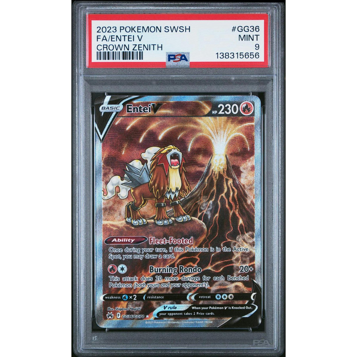 Pokemon Crown Zenith Entei V GG36/GG PSA 9
