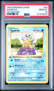 1999 Pokemon Base Set Shadowless 1st Edition Squirte #63 PSA 10