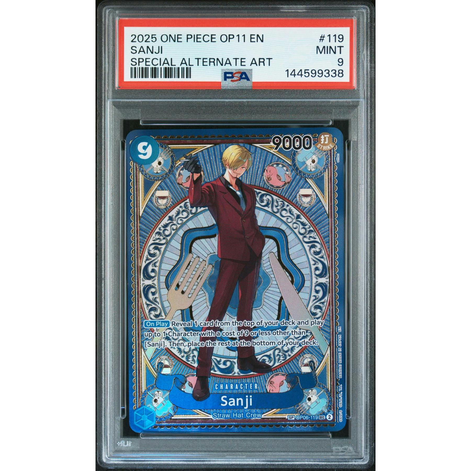 2025 One Piece A Fist of Divine Speed Sanji Special Alternate Art #119 PSA 9