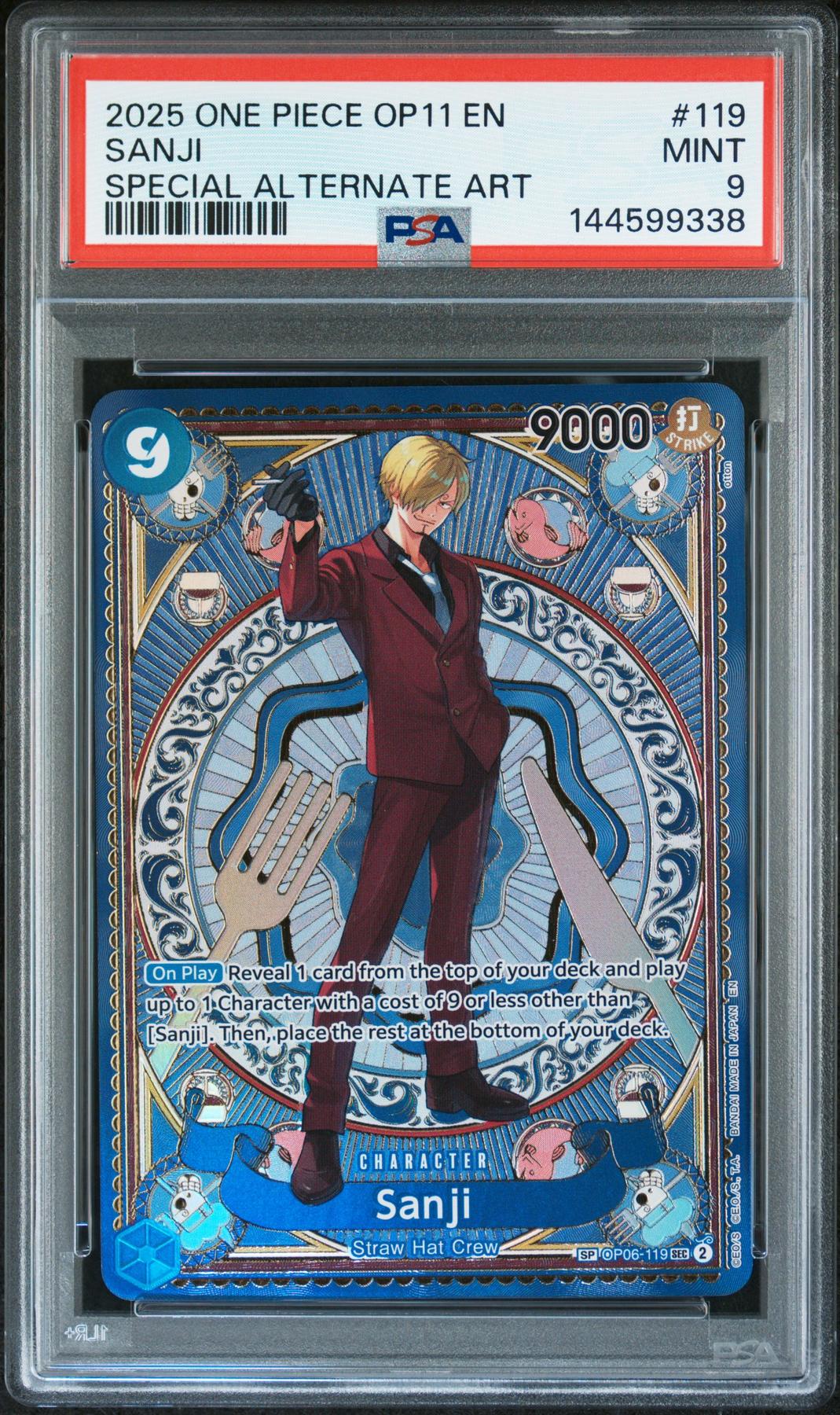 2025 One Piece A Fist of Divine Speed Sanji Special Alternate Art #119 PSA 9