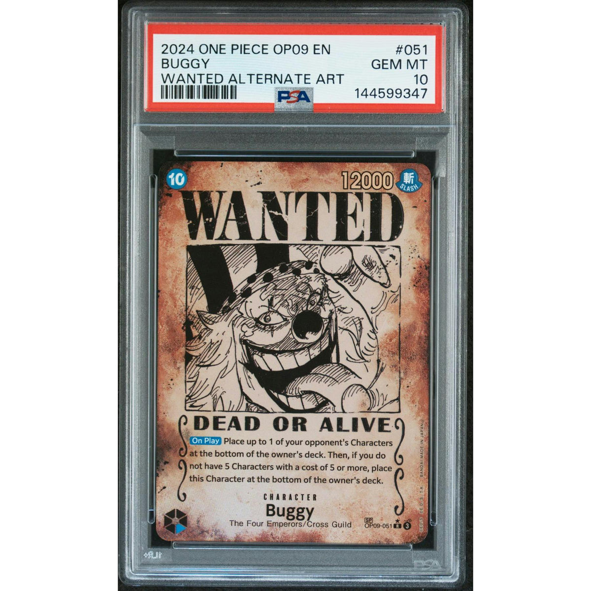 2024 One Piece Buggy Wanted Alternate Art #OP09-051 PSA 10