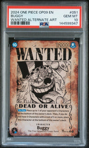 2024 One Piece Buggy Wanted Alternate Art #OP09-051 PSA 10