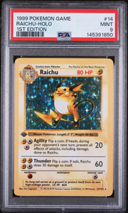 1999 Pokemon Base Set Shadowless Raichu Holo 1st Edition 14/102 PSA 9