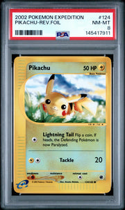 Pokemon Expedition Reverse Holo Foil Pikachu 124/165 PSA 8