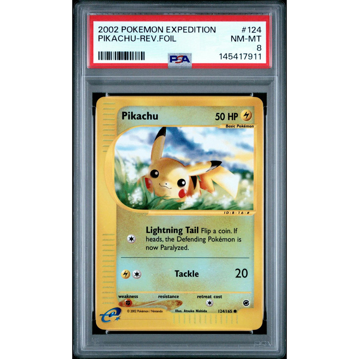 Pokemon Expedition Reverse Holo Foil Pikachu 124/165 PSA 8