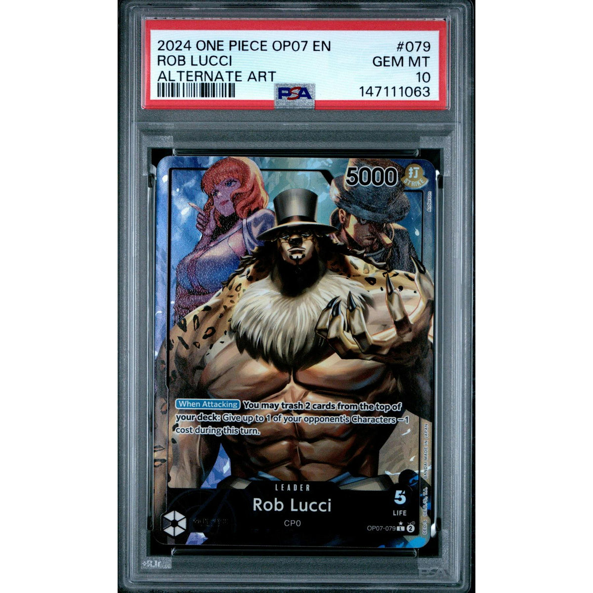 2024 One Piece 500 Years in the Future Rob Lucci Alternate Art #OP07-079 PSA 10