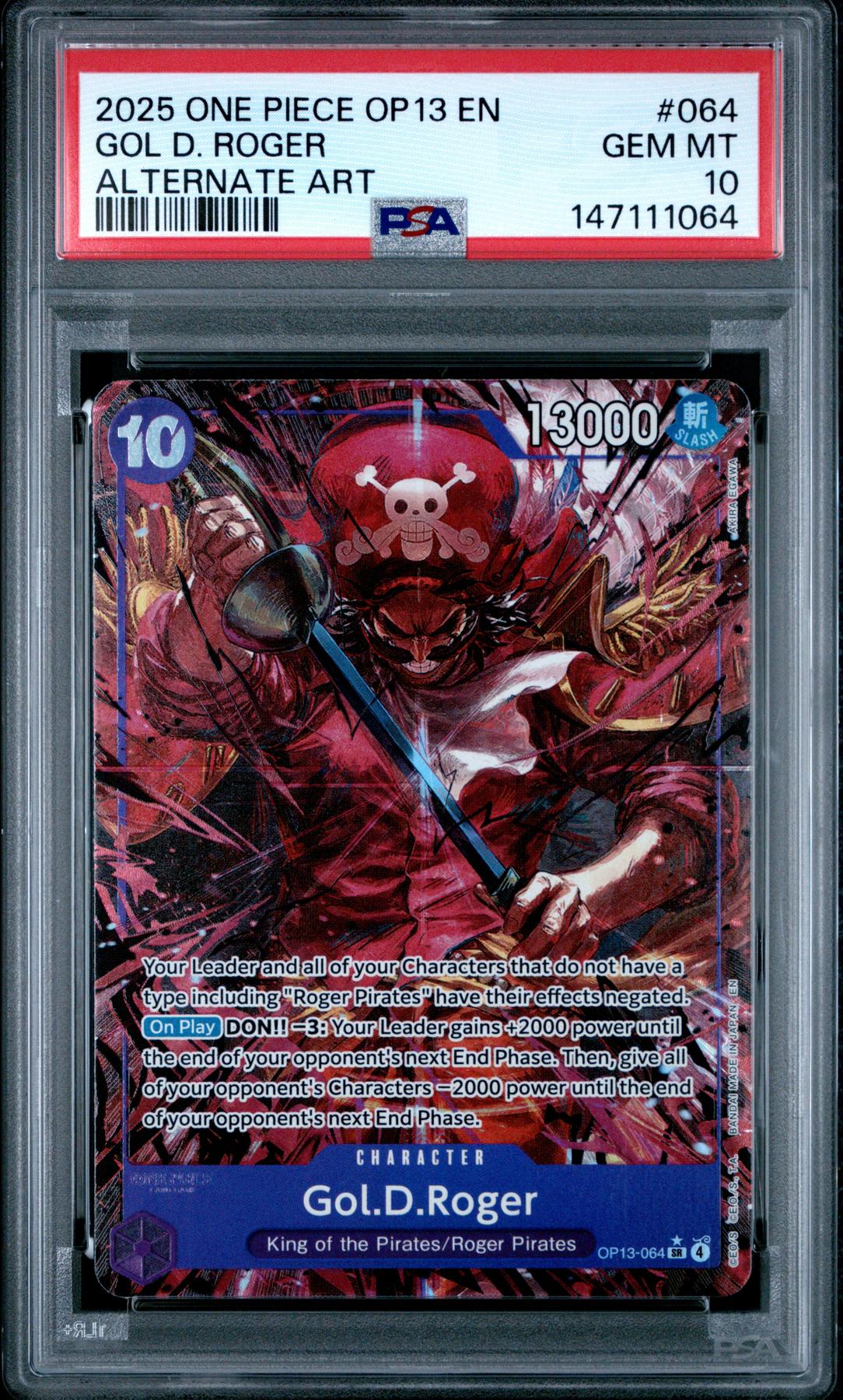 2025 One Piece Carrying on His Will Gol D Roger Alternate Art #064 PSA 10