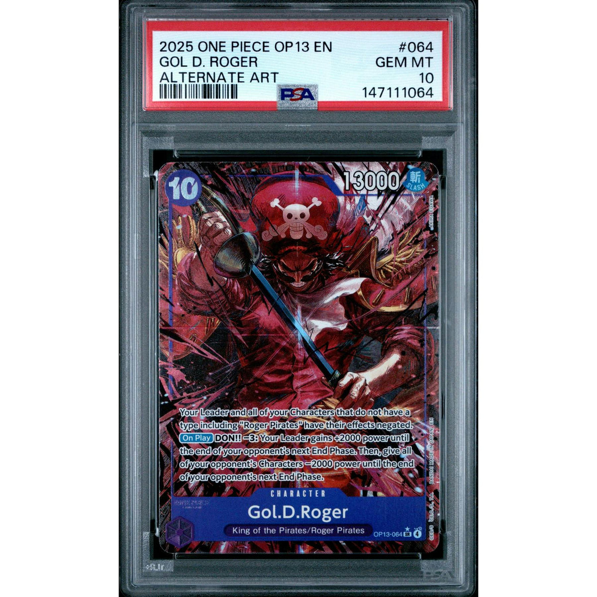 2025 One Piece Carrying on His Will Gol D Roger Alternate Art #064 PSA 10