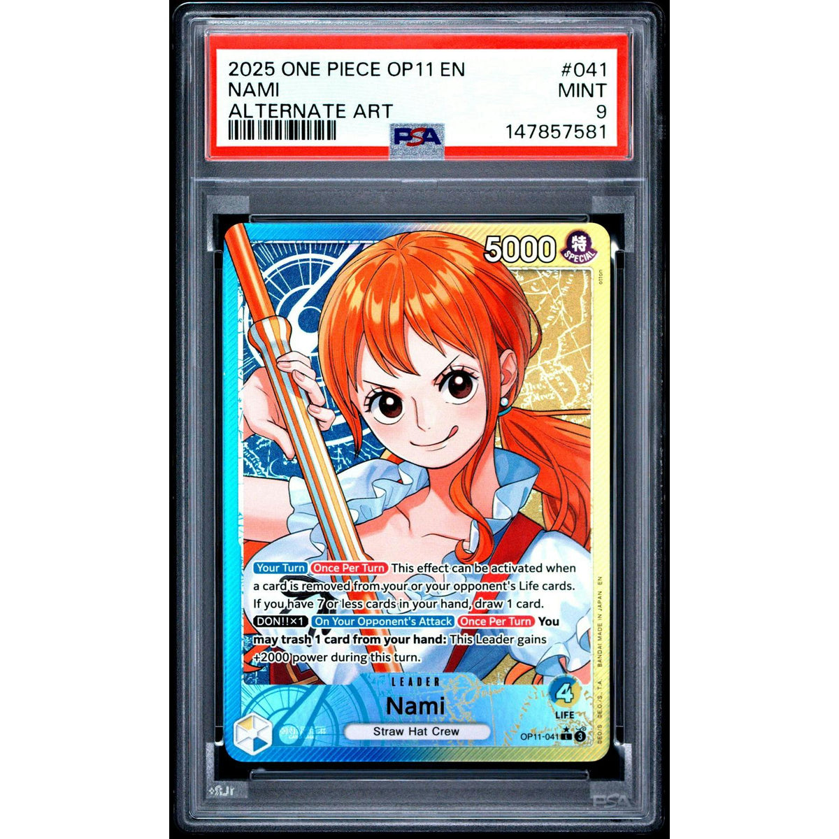 2025 One Piece A Fist of Divine Speed Nami Alternate Art #041 PSA 9