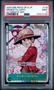 2025 One Piece Jpn Carrying on His Will Monkey D. Luffy Alternate Art #118 PSA 9