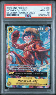 2025 One Piece Monkey D Luffy Illustration Box Vol.3 Promo #109 PSA 10