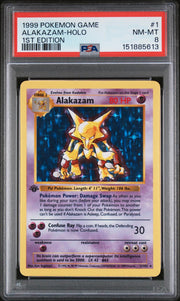 Pokemon Base Set 1st Edition Shadowless Alakazam 1/102 PSA 8 *613