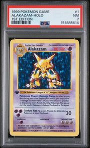 Pokemon Base Set 1st Edition Shadowless Alakazam 1/102 PSA 7 *614