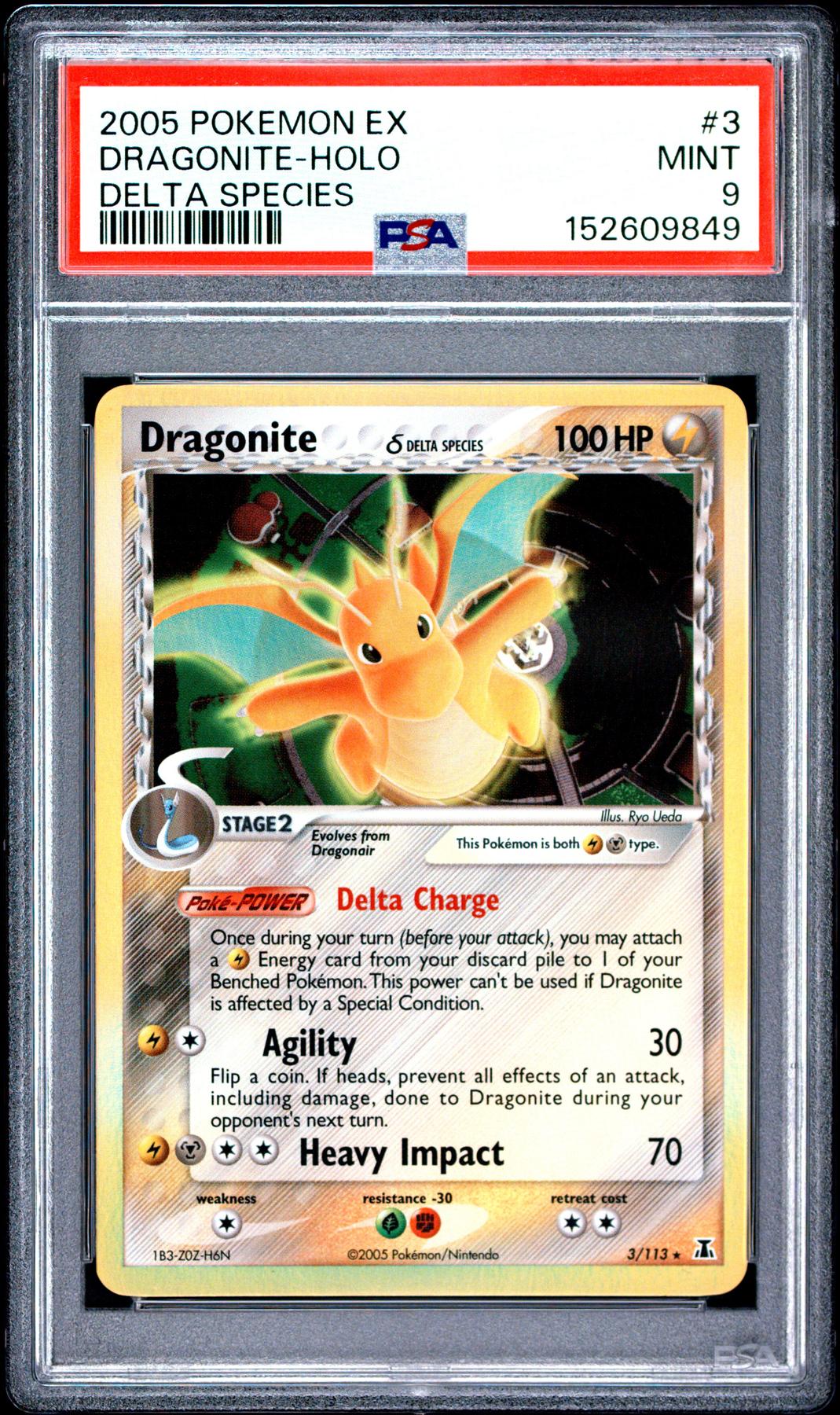 2005 Pokemon EX Delta Species Dragonite Holo #3 PSA 9