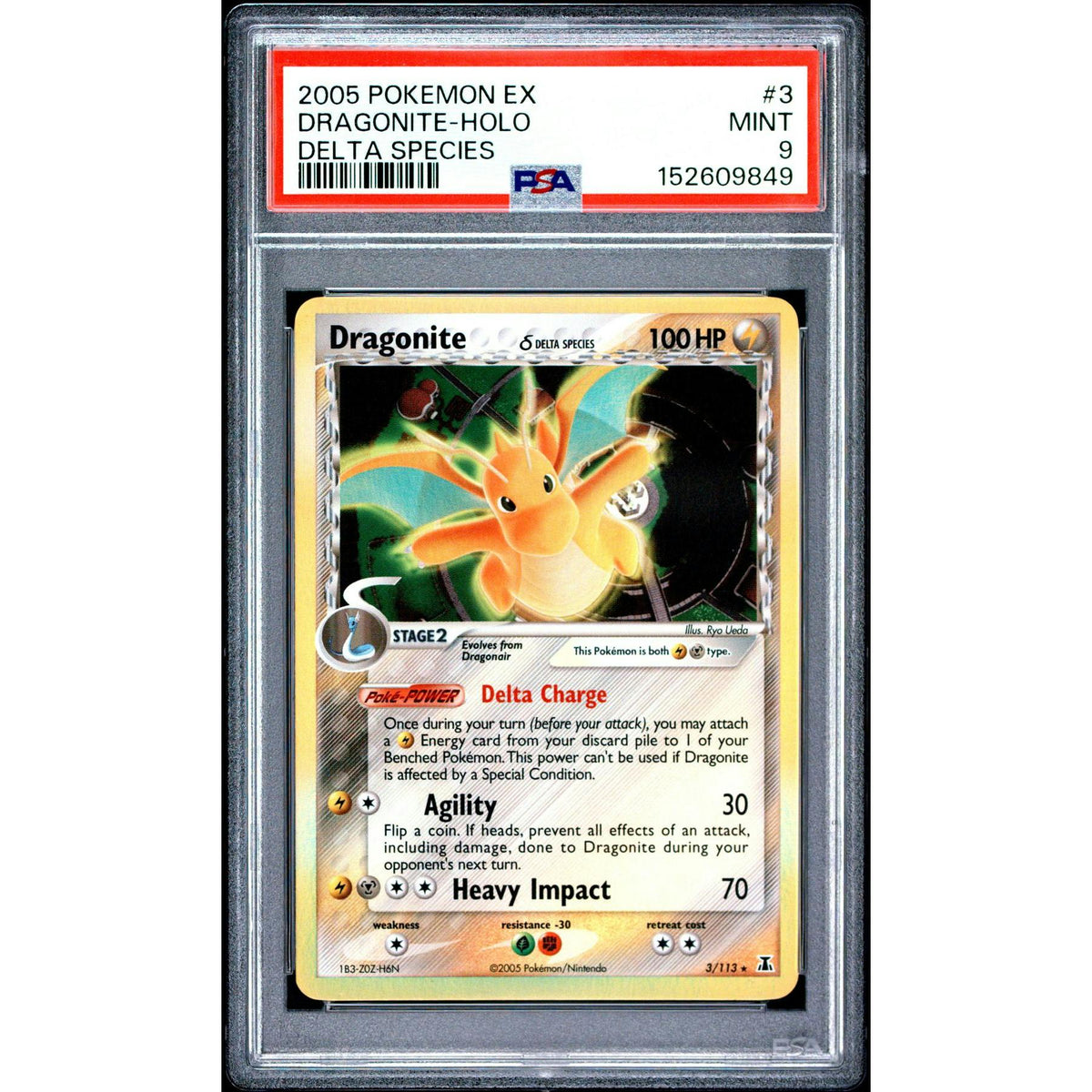 2005 Pokemon EX Delta Species Dragonite Holo #3 PSA 9
