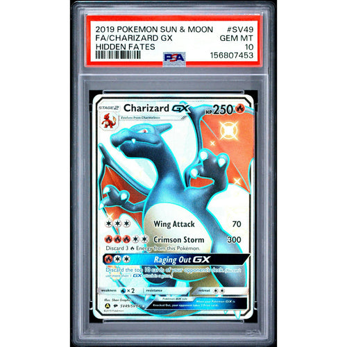 2019 Pokemon Hidden Fates Charizard GX Full Art #SV49 PSA 10