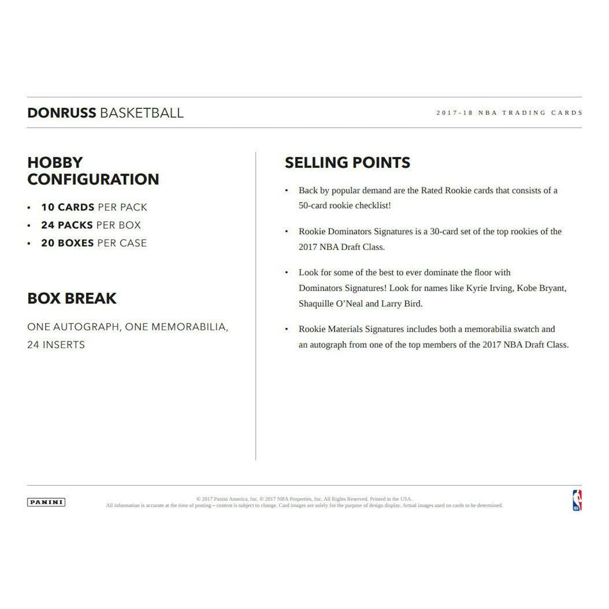 2017/18 Panini Donruss Basketball Hobby Box