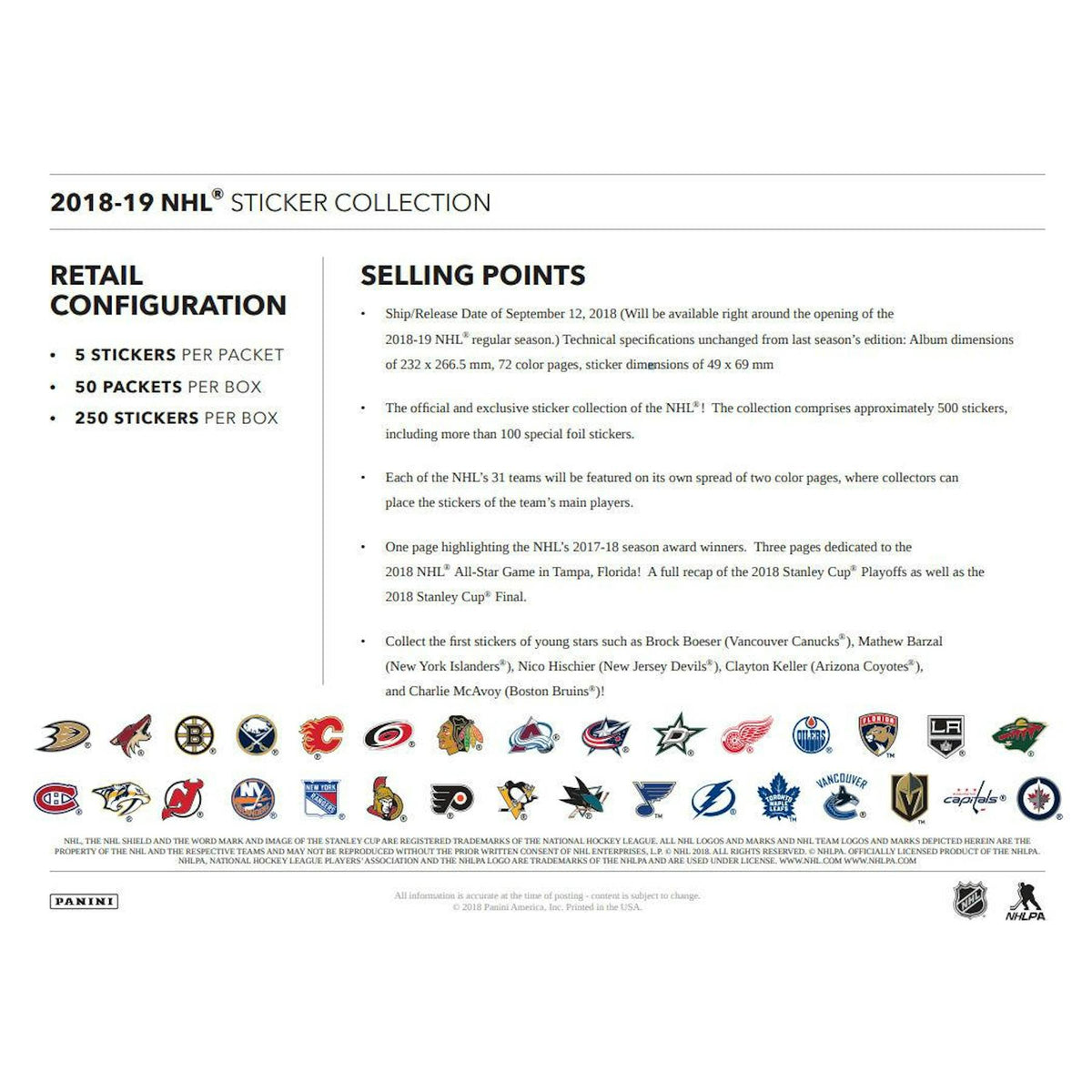 2018/19 Panini NHL Hockey Stickers/Albums Combo Retail Display 4ct Case