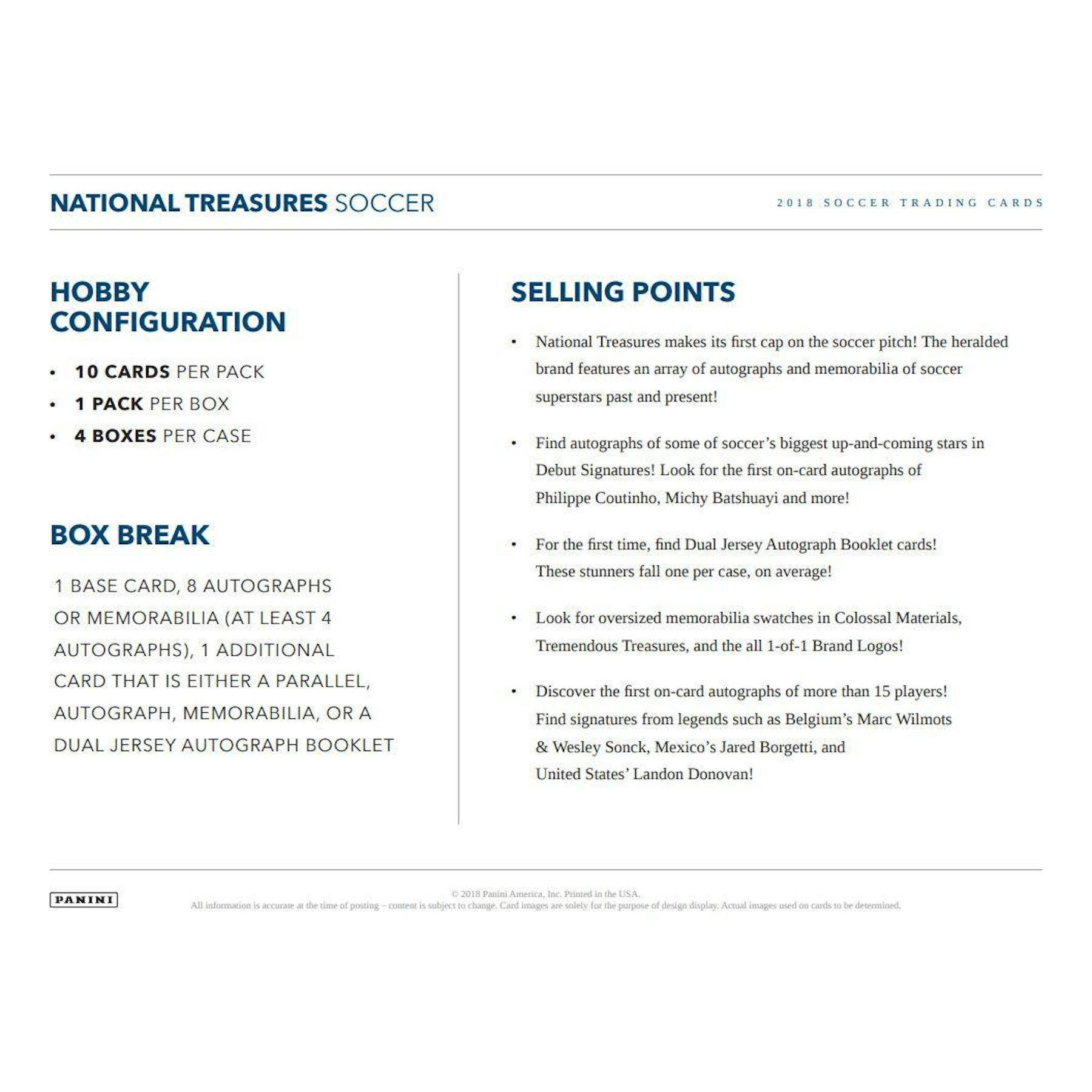 2018 Panini National Treasures Soccer Hobby Box