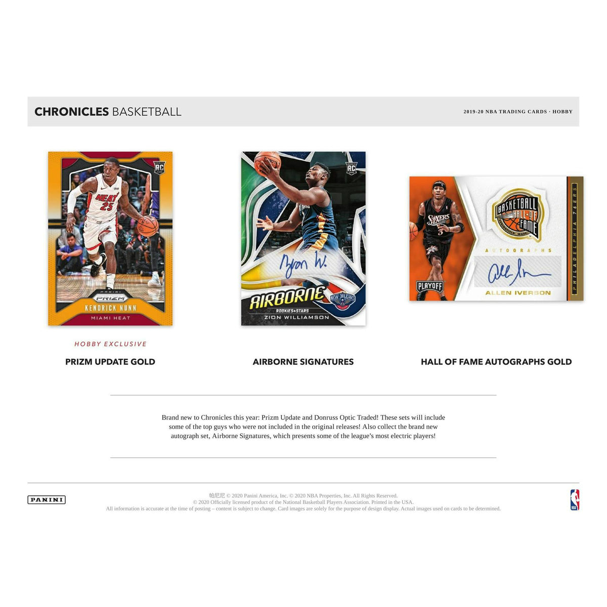 2019/20 Panini Chronicles Basketball Hobby Pack