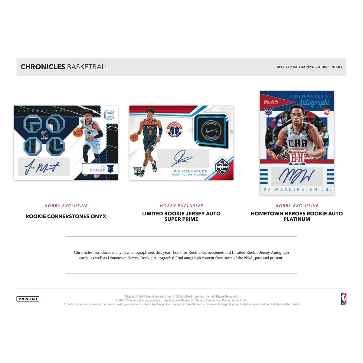 2019/20 Panini Chronicles Basketball Hobby Pack