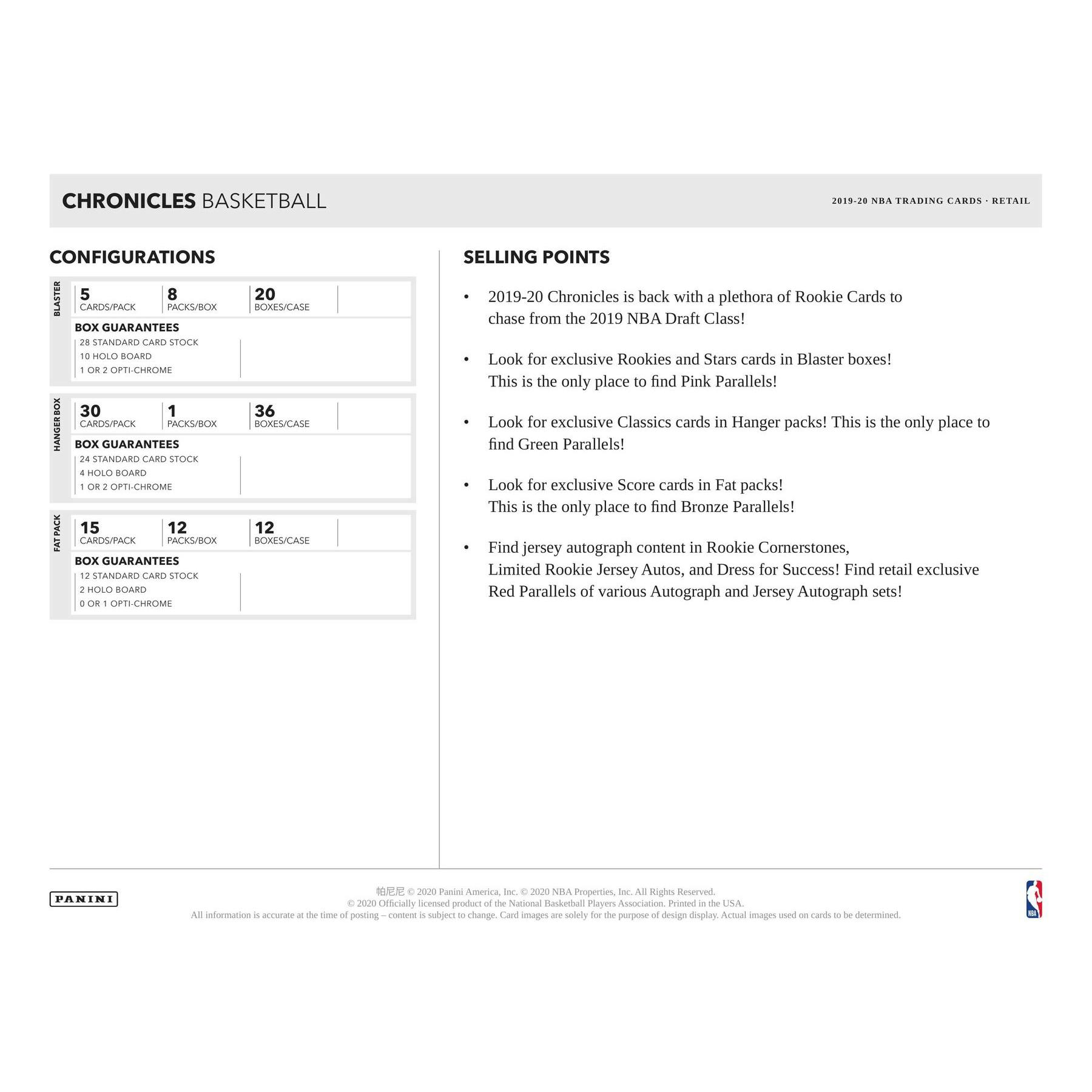 2019/20 Panini Chronicles Basketball Jumbo Value Pack (Lot of 12) (Reed Buy)
