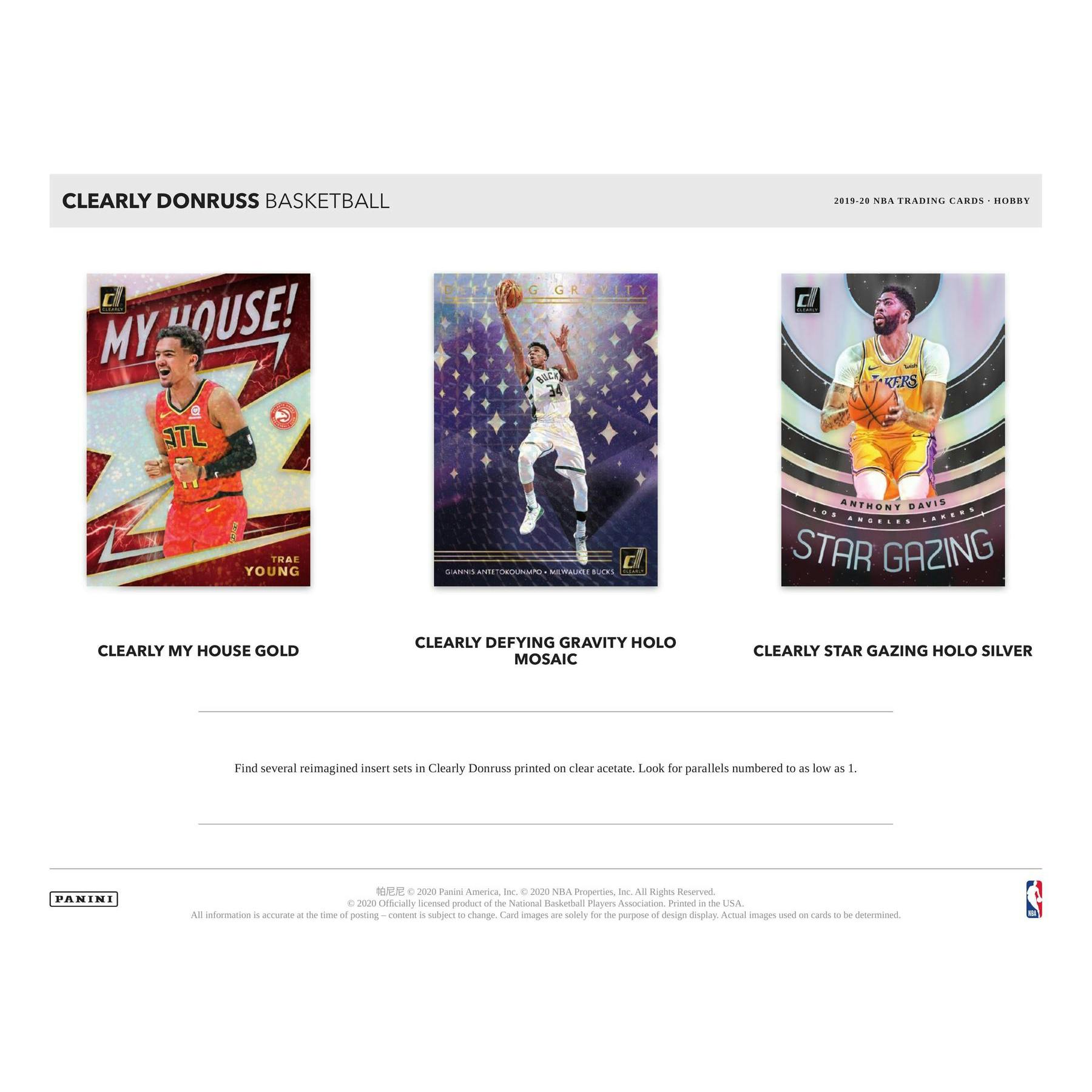 2019/20 Panini Clearly Donruss Basketball Hobby Box