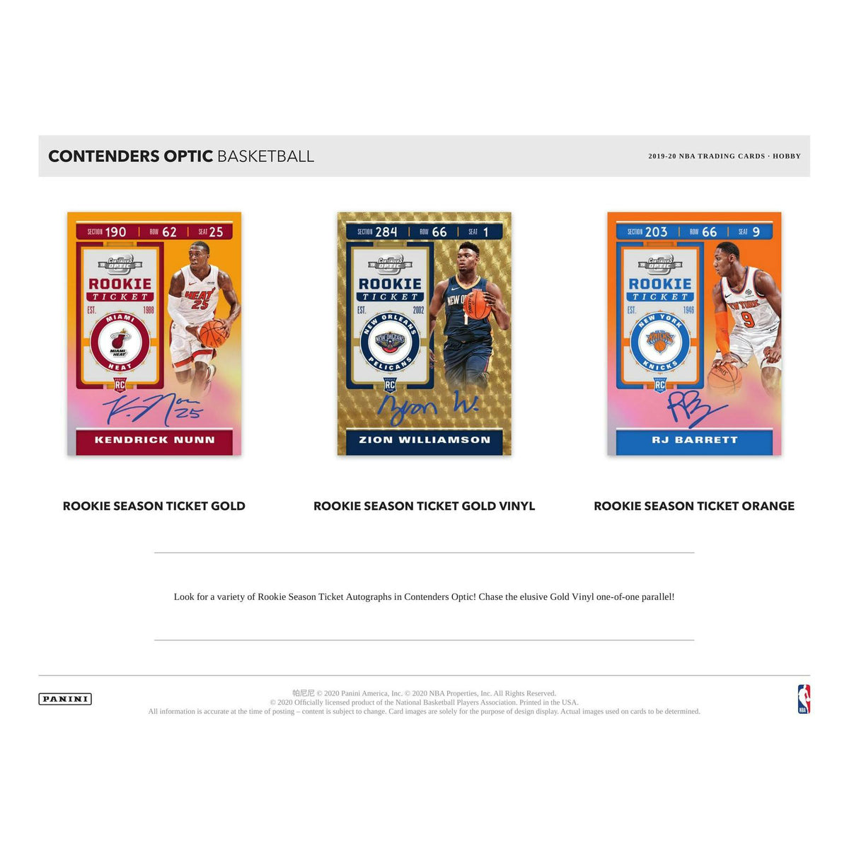 2019/20 Panini Contenders Optic Basketball Hobby Box