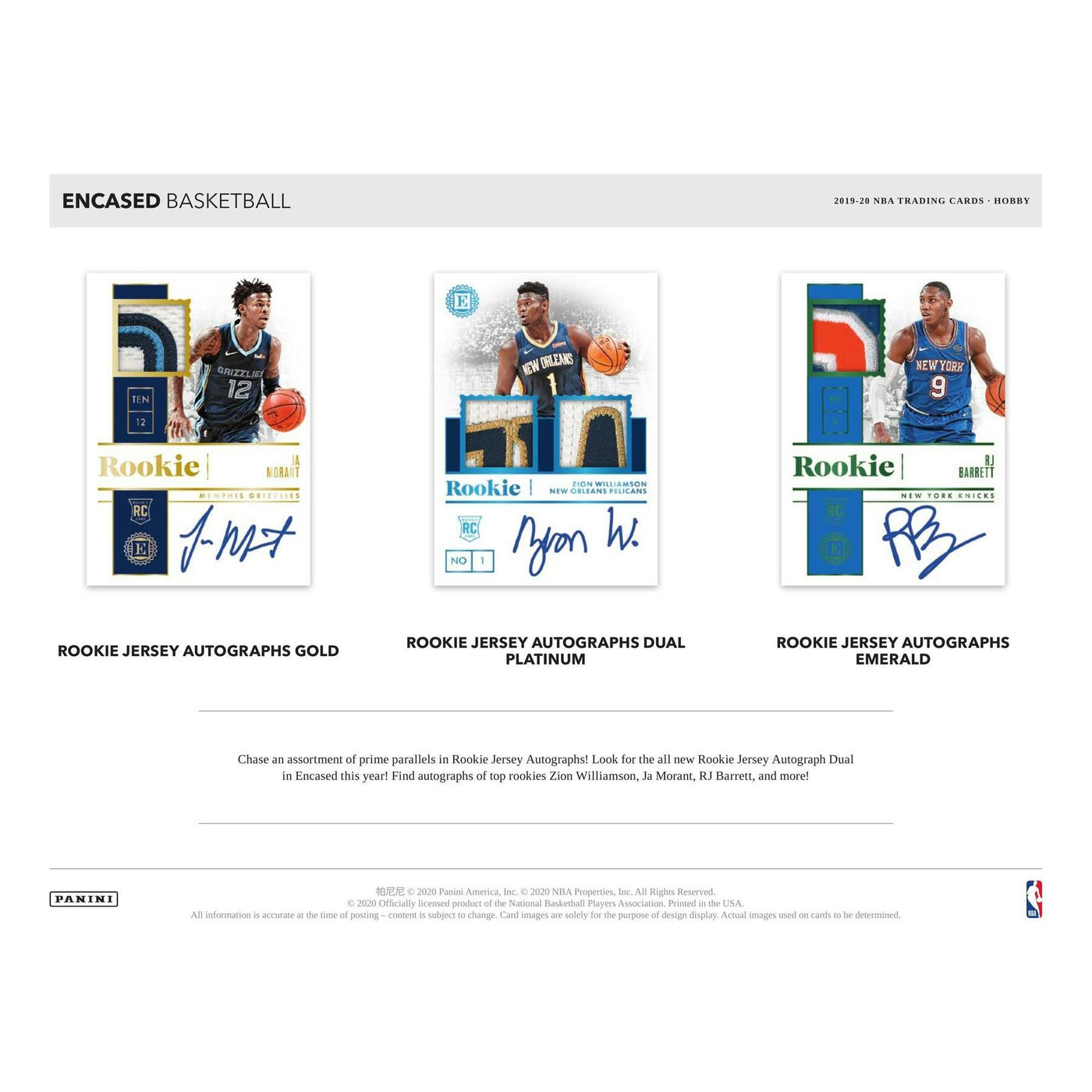 2019/20 Panini Encased 1st Off The Line FOTL Basketball Hobby Box
