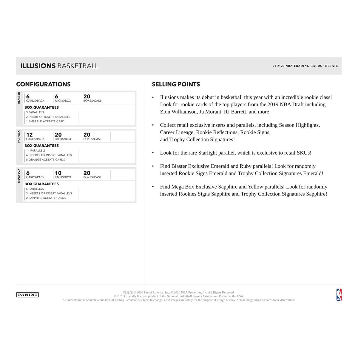 2019/20 Panini Illusions Basketball Blaster Box