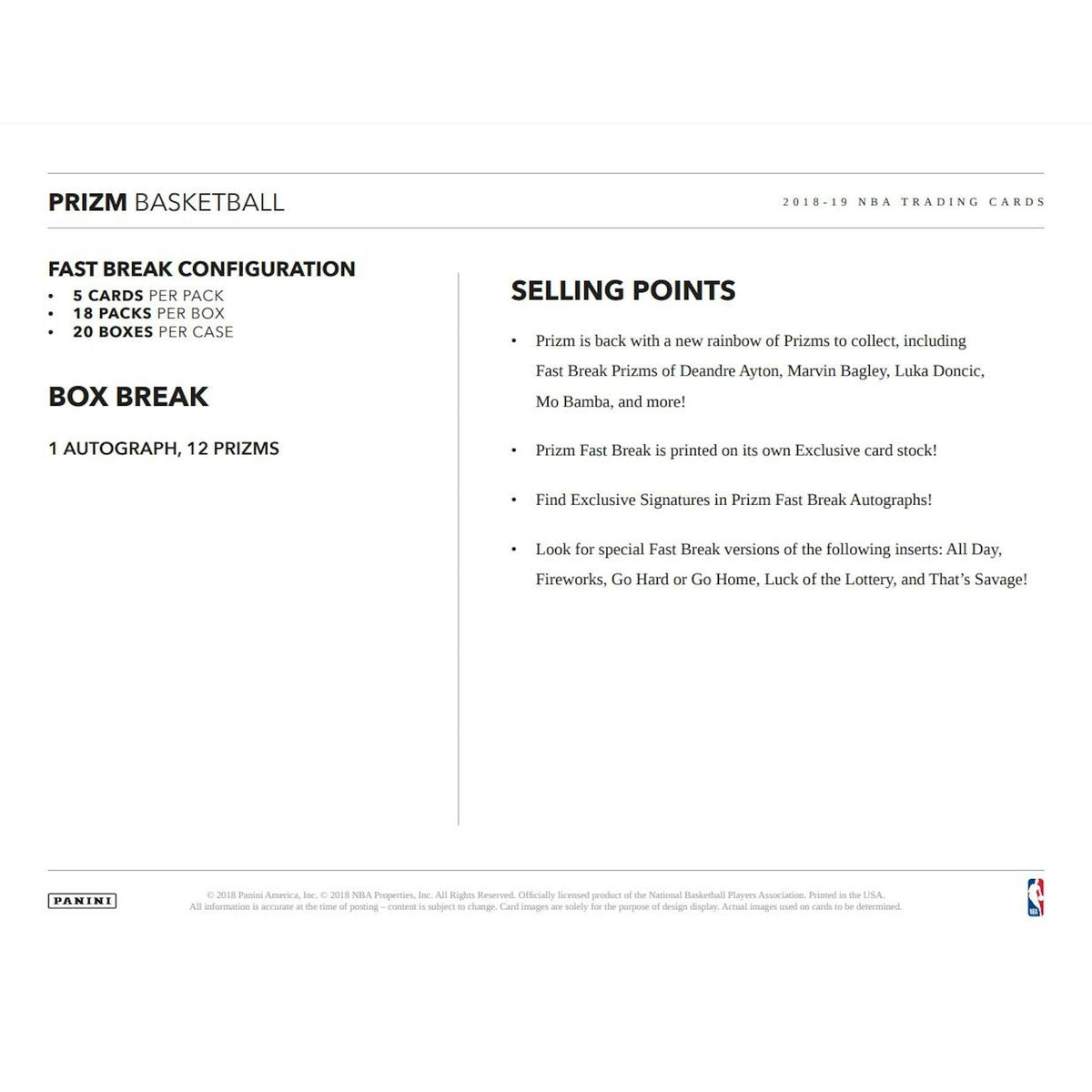 2019/20 Panini Prizm Fast Break Basketball Pack