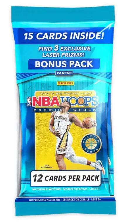 2019/20 Panini Hoops Premium Stock Basketball Cello Multi 15-Card Pack (Lot of 12) (Reed Buy)