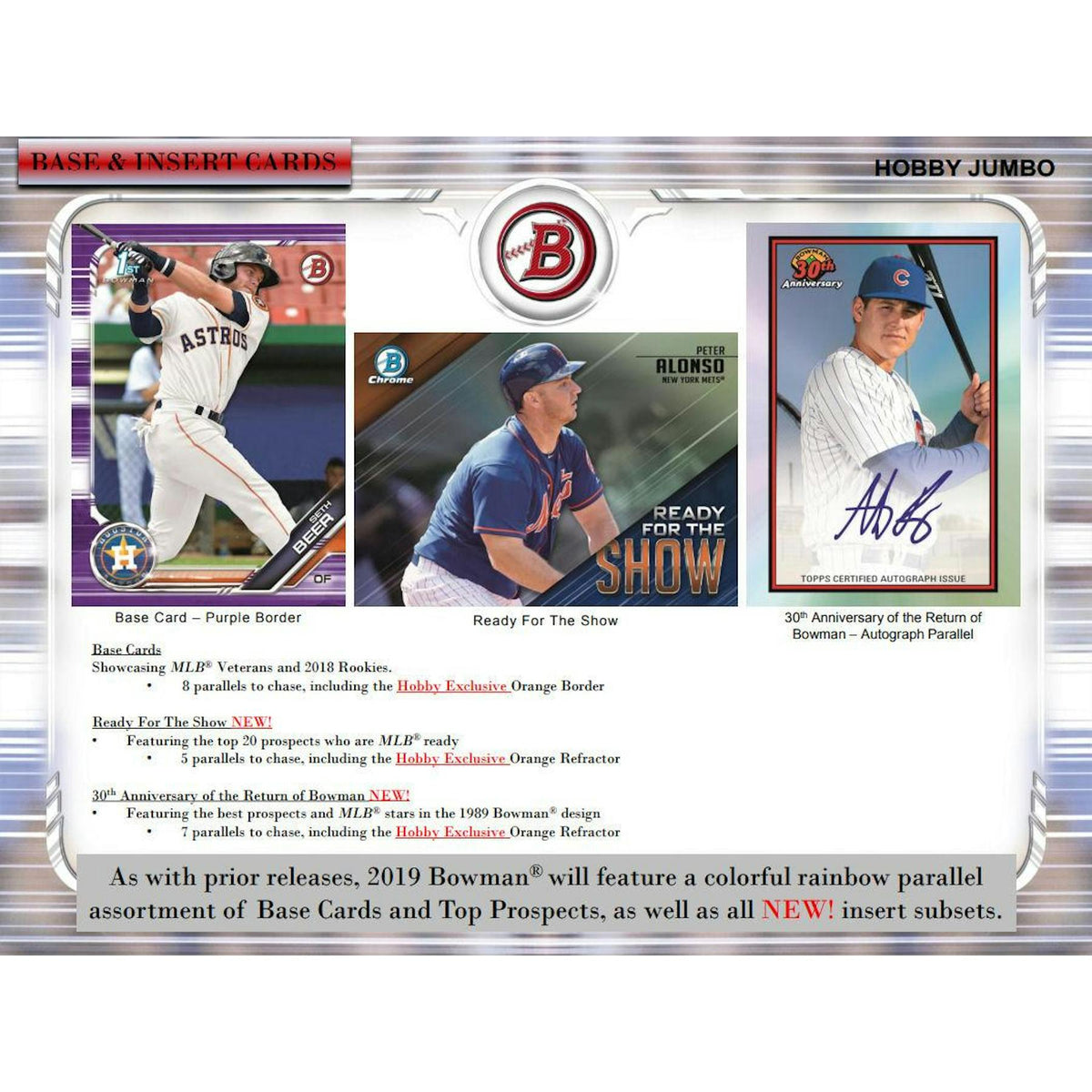 2019 Bowman Baseball Hobby Jumbo Box