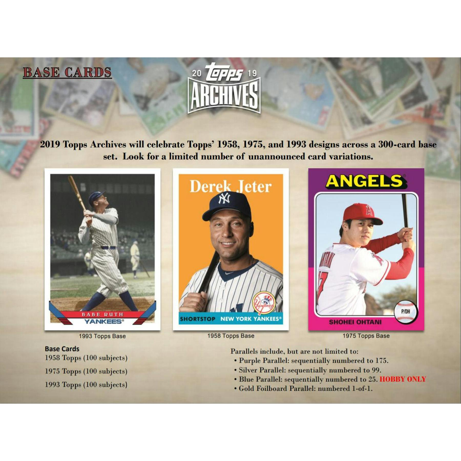 2019 Topps Archives Baseball Hobby Box (Reed Buy)
