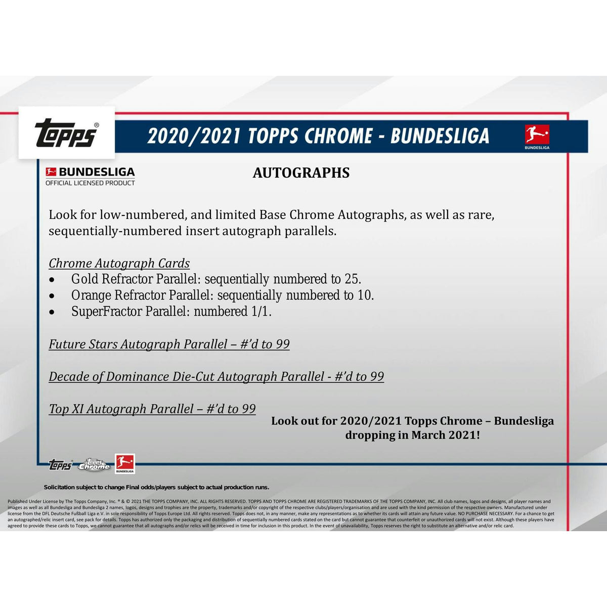 2020/21 Topps Chrome Bundesliga Soccer Hobby Box