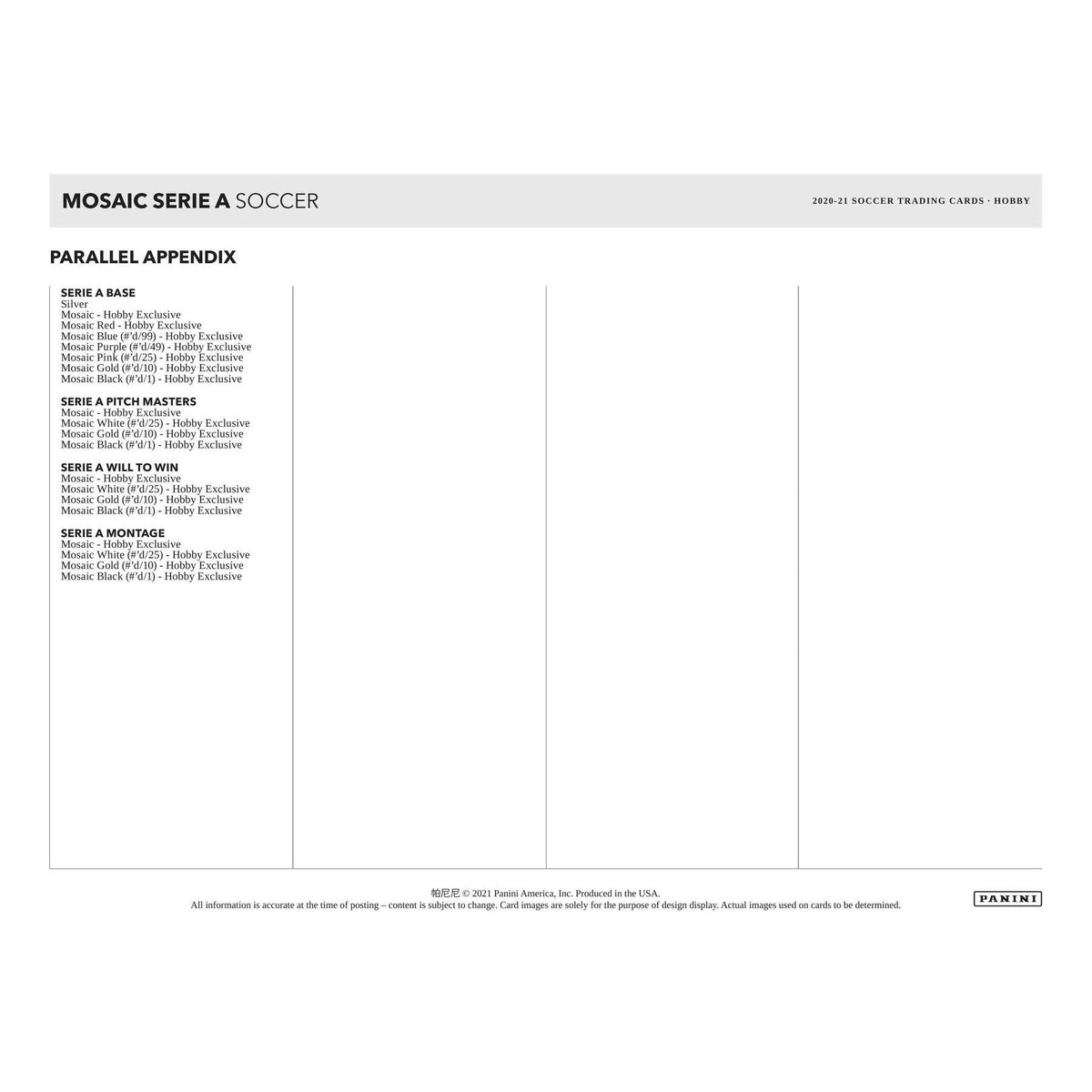 2020/21 Panini Mosaic Serie A Soccer Hobby Box