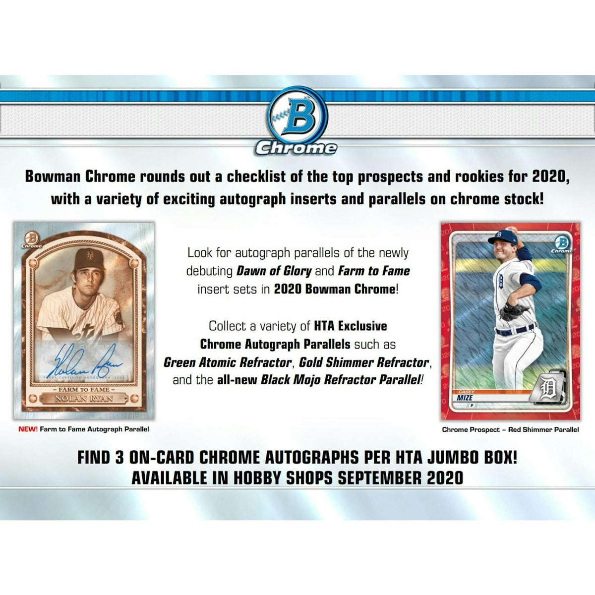 2020 Bowman Chrome Baseball HTA Jumbo Box