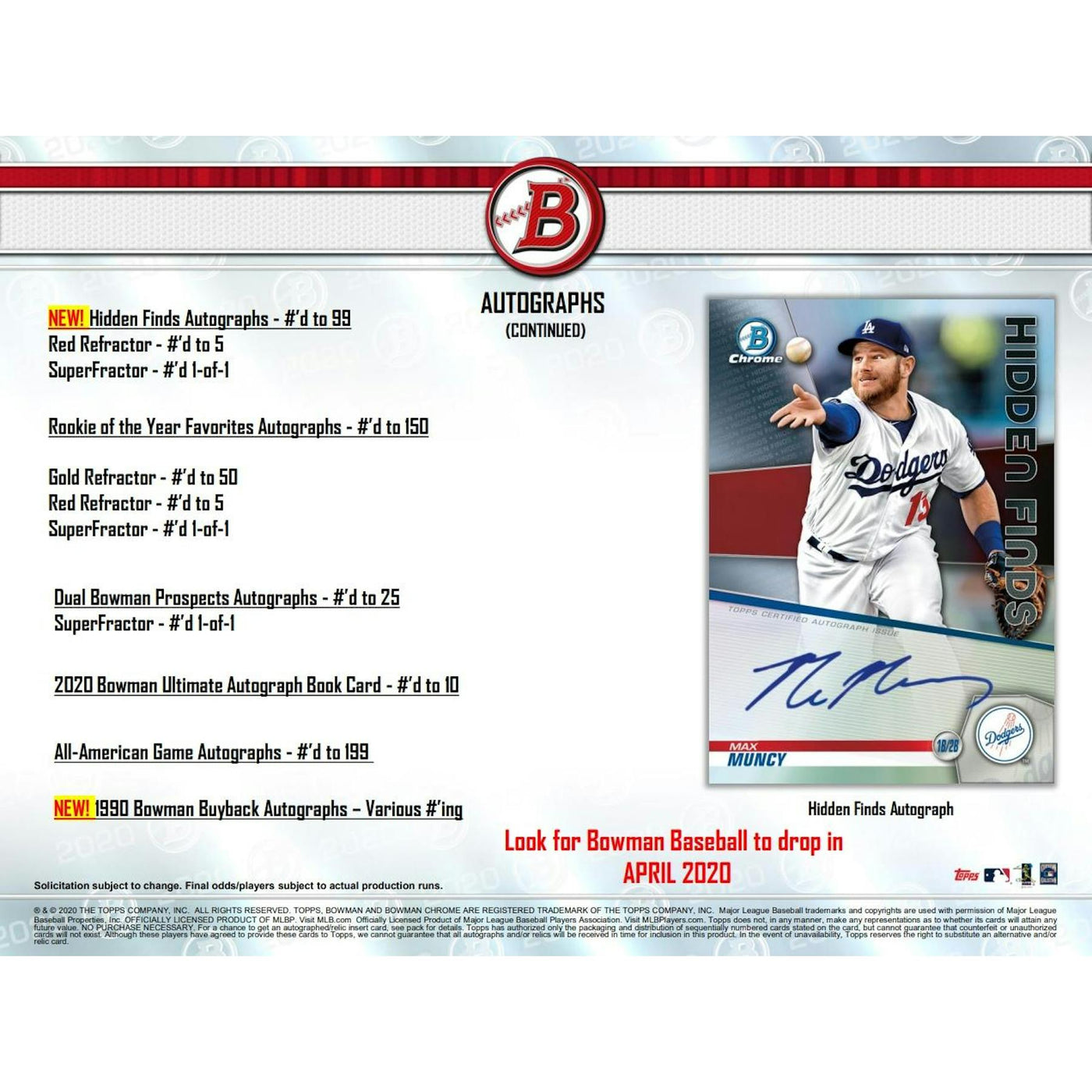 2020 Bowman Baseball Hobby Jumbo Box