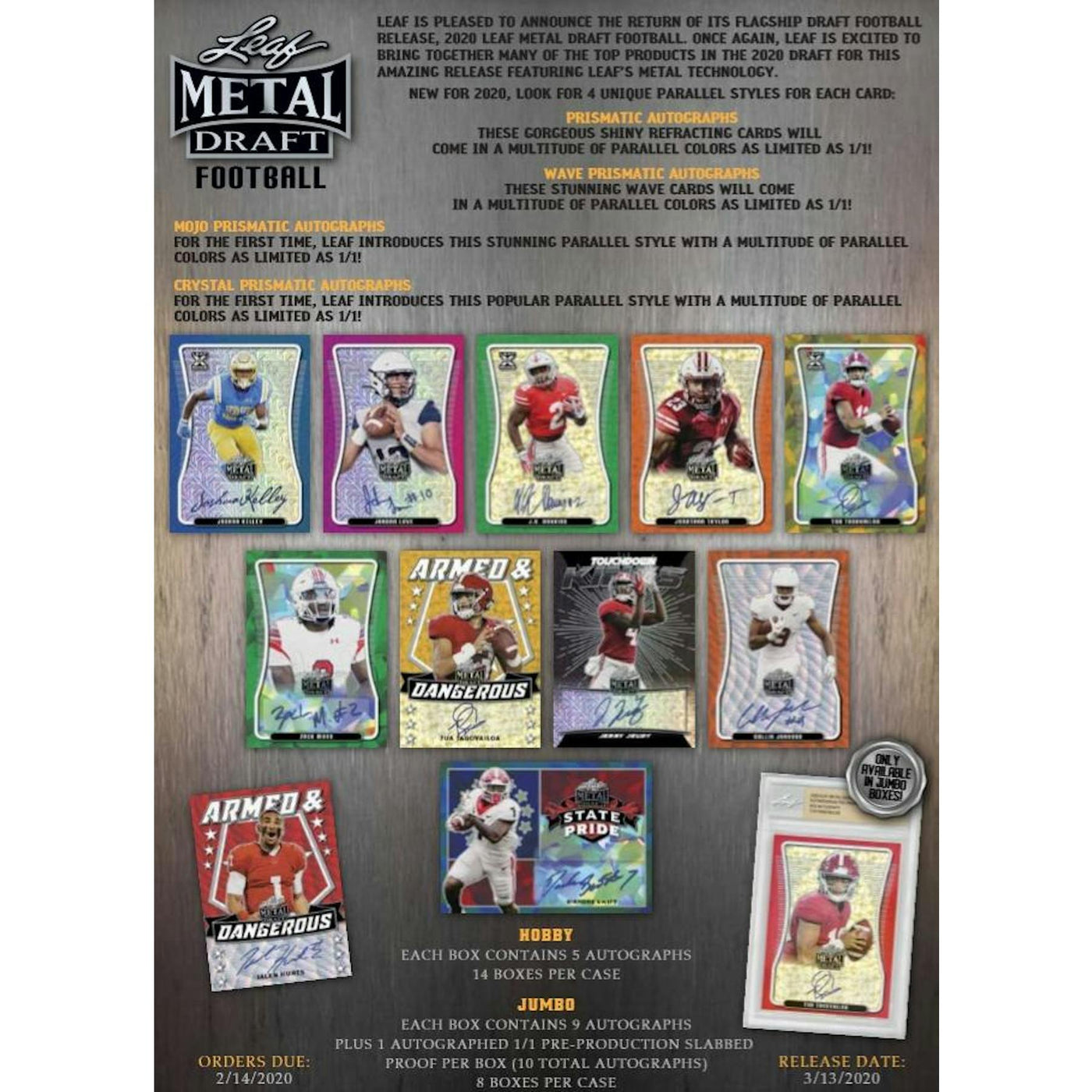 2020 Leaf Metal Draft Football Hobby Box