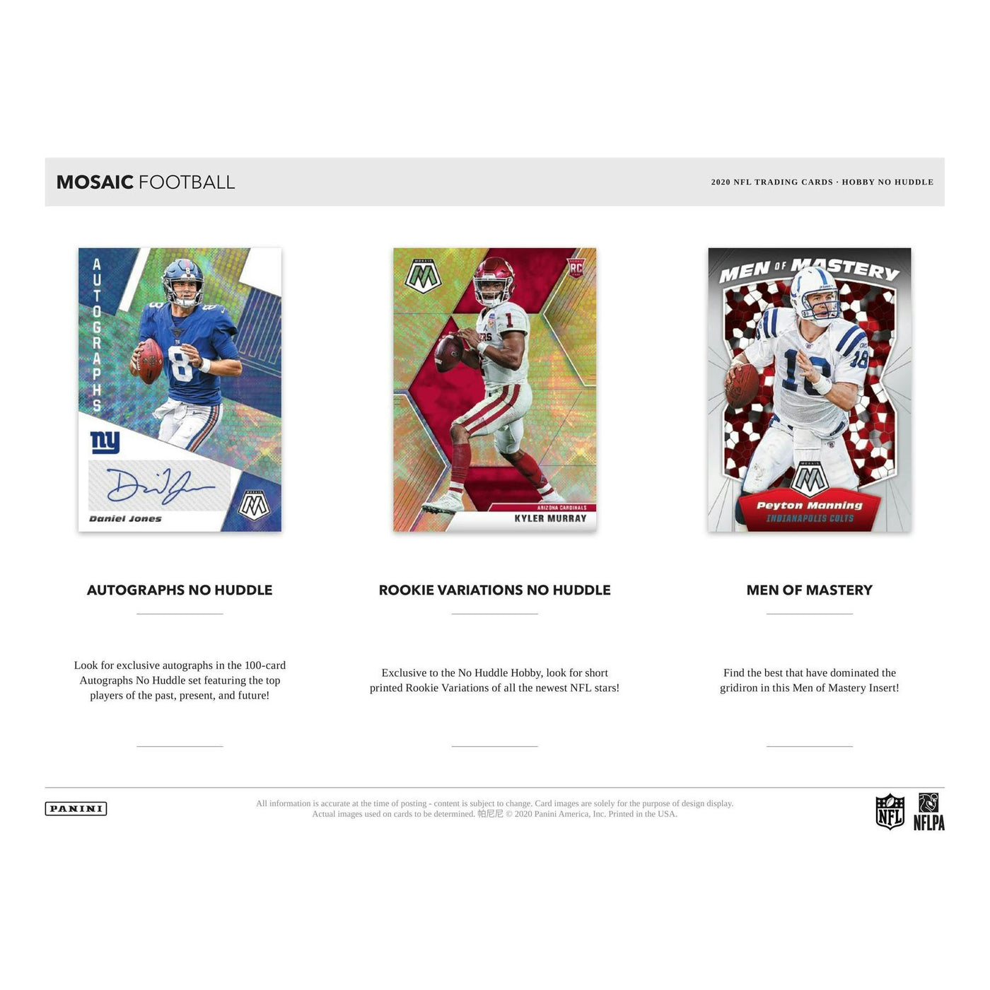 2020 Panini Mosaic No Huddle Football Hobby 20-Box Case