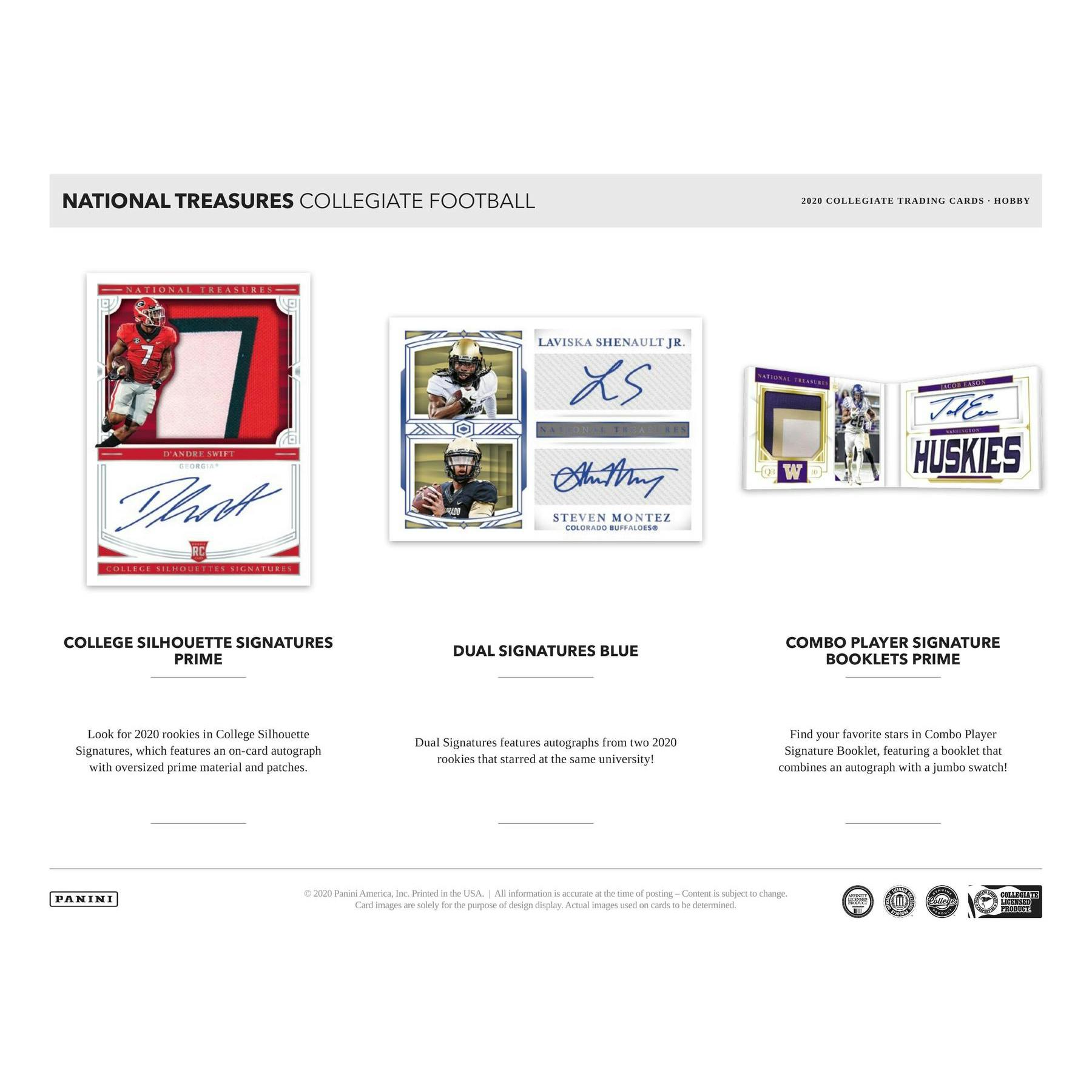 2020 Panini National Treasures Collegiate Football Hobby Box