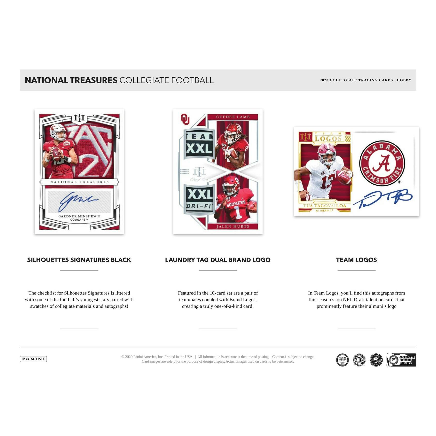 2020 Panini National Treasures Collegiate Football Hobby Box