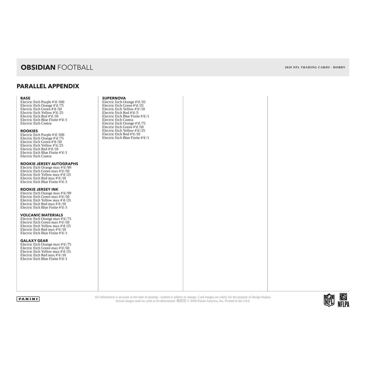 2020 Panini Obsidian Football Hobby Box