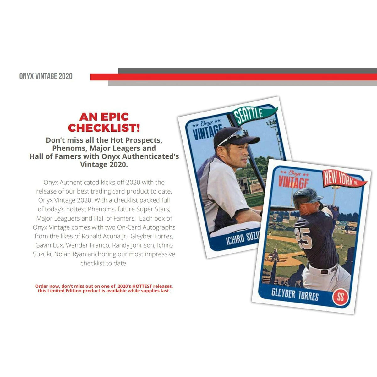2020 Onyx Vintage Baseball Hobby Box (Reed Buy)