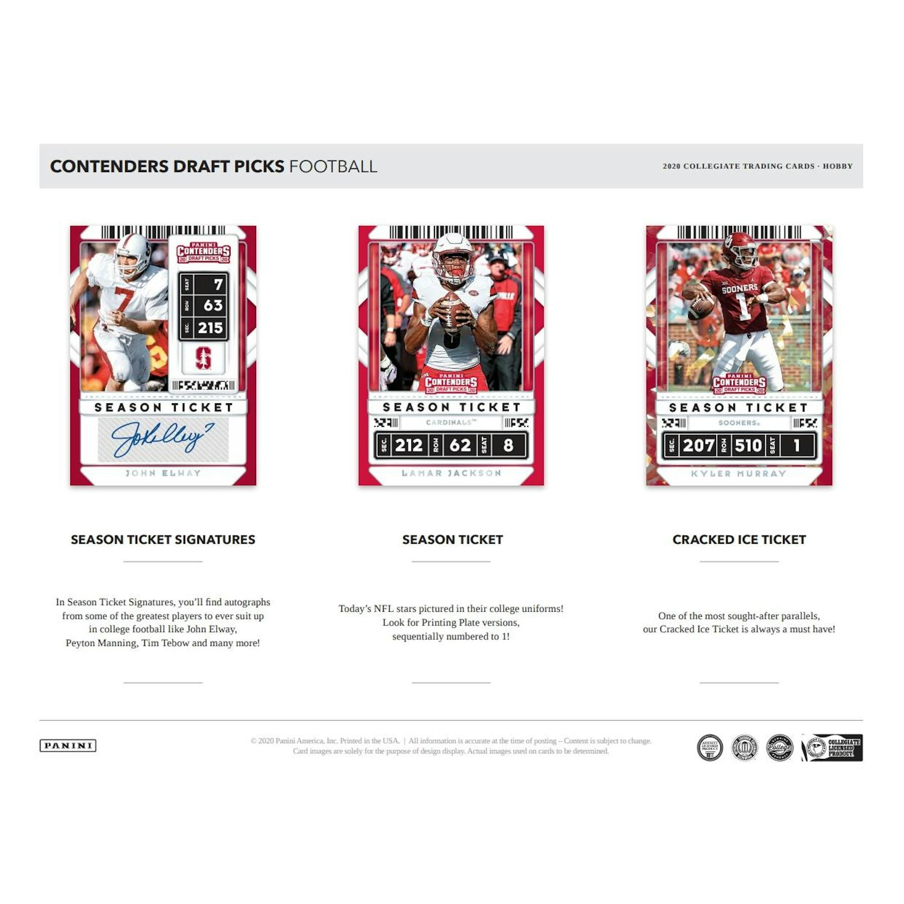 2020 Panini Contenders Draft Picks Football Hobby Box
